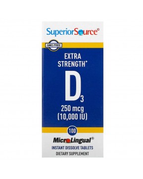 Superior Source, витамин D3, 250 мкг (10 000 МЕ), 100 быстрорастворимых таблеток MicroLingual